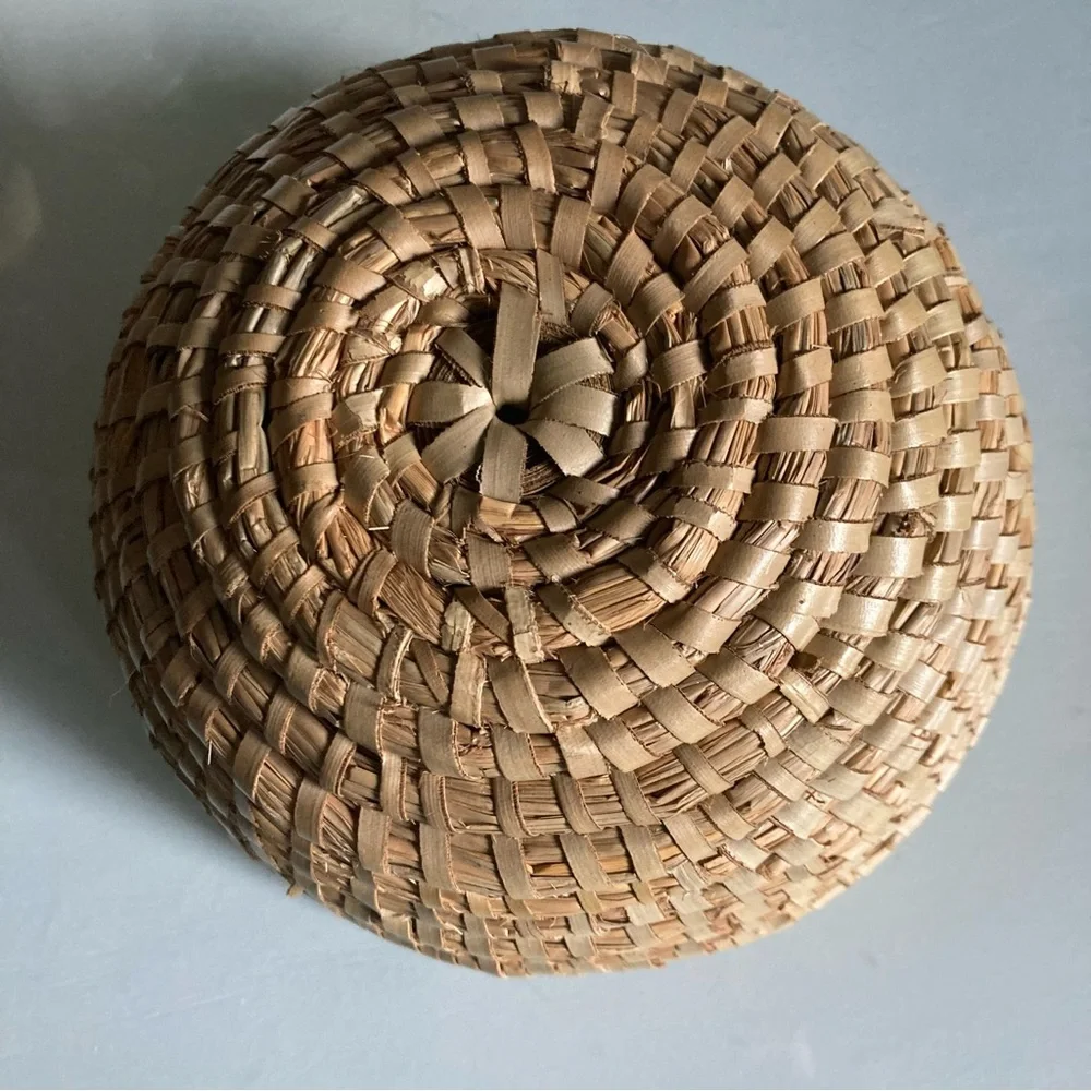 Woven Coiled Tan Natural Fiber Basket - Picture 3 of 5